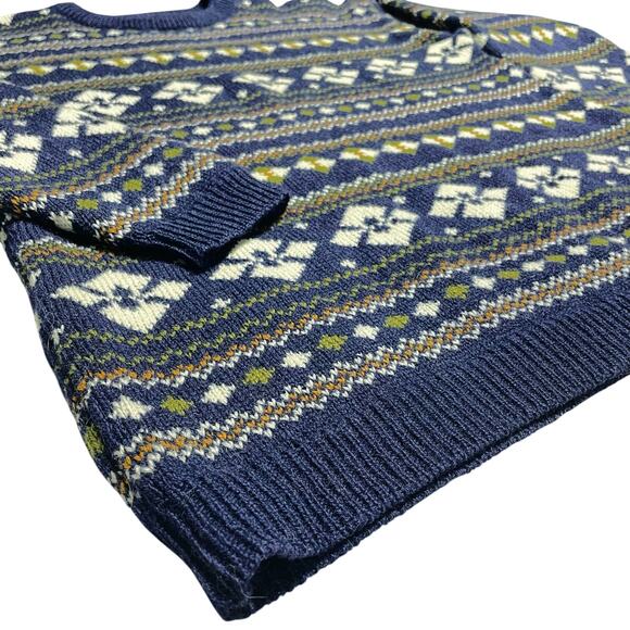 BRASS PLUM NORDSTROM Vintage 80s/90s Shetland Wool Nordic Crewneck Sweater Sz M - Picture 4 of 8